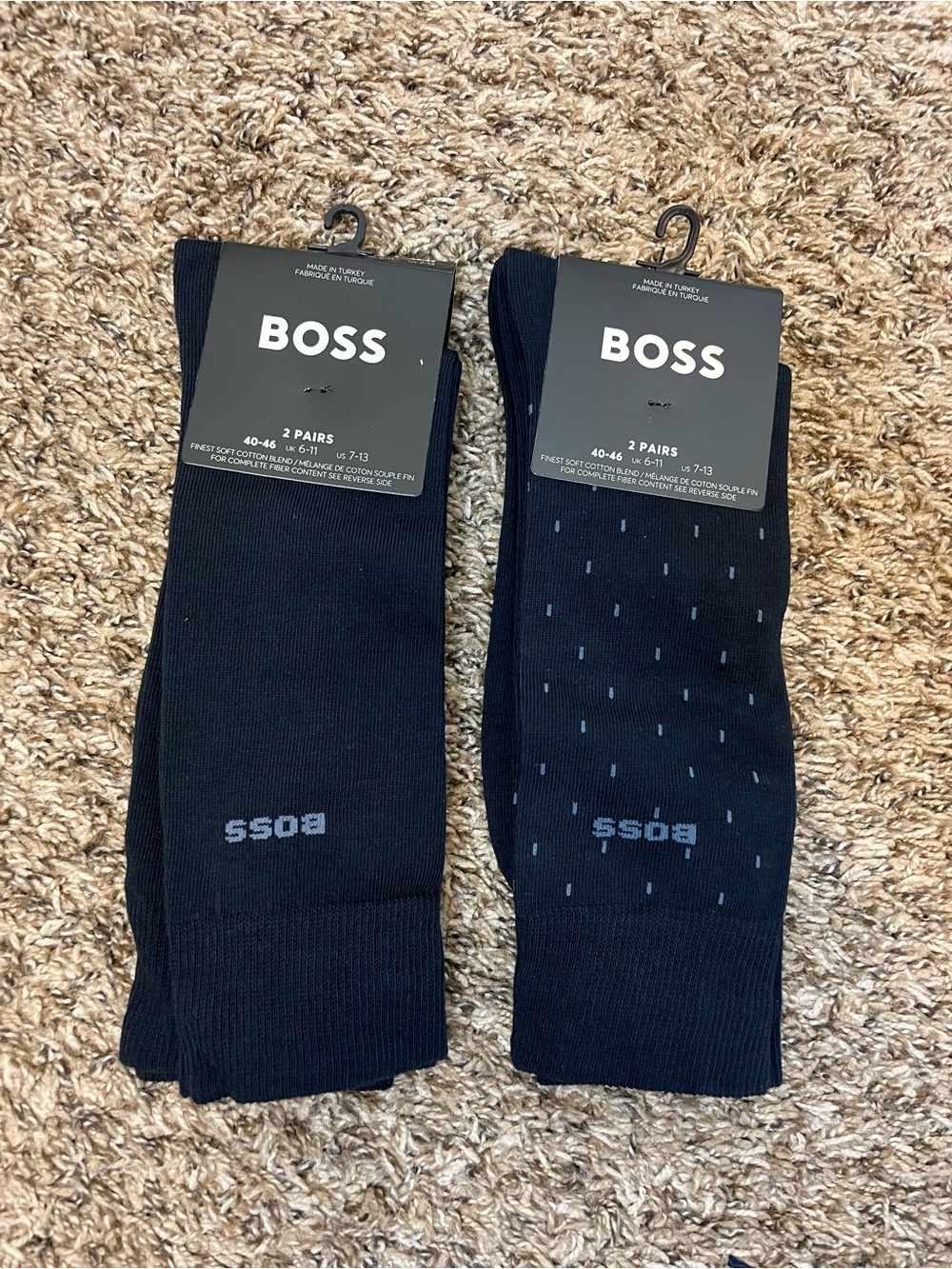 BOSS Men's Navy Dress Socks 2- 2 Packs